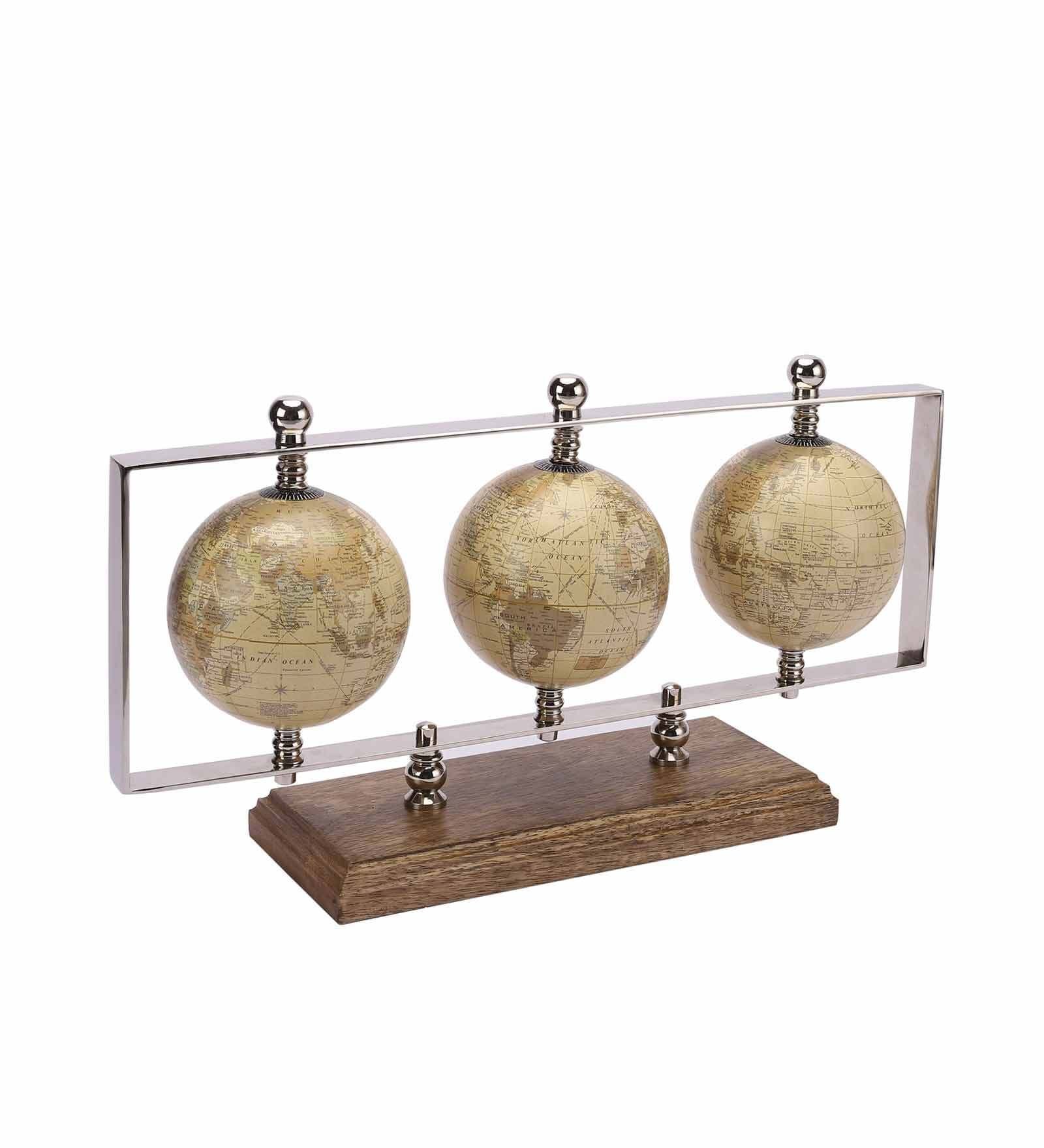 Triple Vertical Silver Iron Table Accent